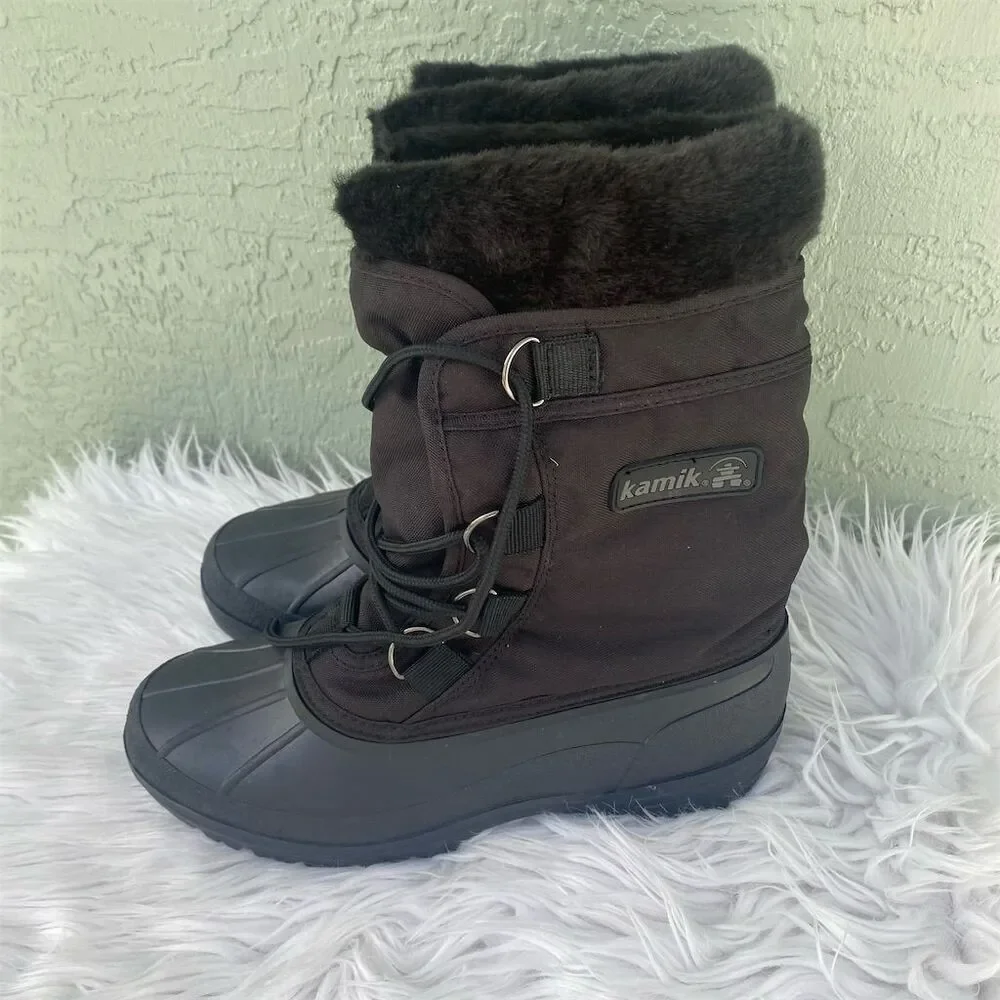 Kamik  Snow Boots Size 9 Black Waterproof Insulated Winter